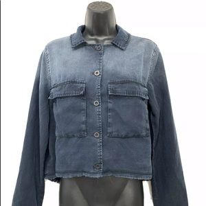Cloth & Stone Anthropologie s Blue Raw Hem Shirt.
